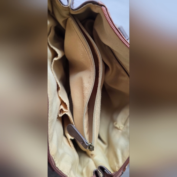 Stone & Co Genuine Leather Satchel Cognac Boho Distressed Vintage Two-Tone - Picture 8 of 8